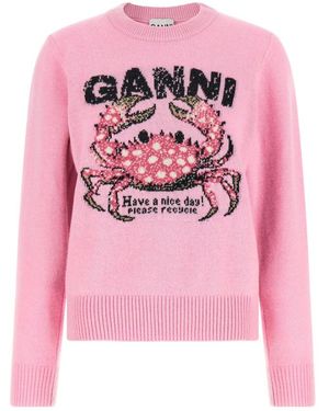Ganni Wool Blend Sweater - Roze