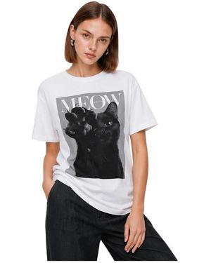 Kocca Tops ,Wit ,Katoen T-Shirt Meowx - Zwart