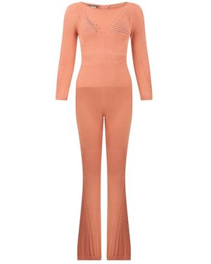 Alberta Ferretti Fitted Jumpsuit With Flared Pants - Roze