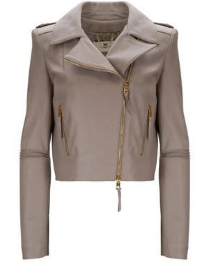 Elisabetta Franchi Leather Jackets - Brown