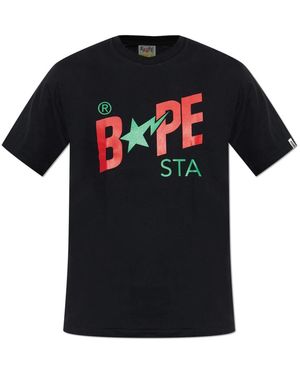 A Bathing Ape T-Shirt Mit Logo - Schwarz