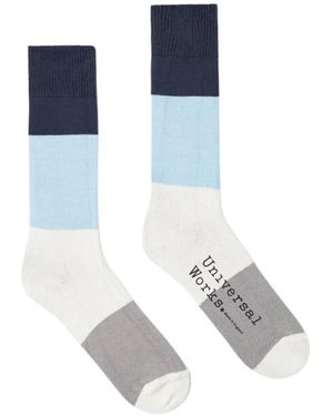 Universal Works Ondergoed ,Veelkleurig ,Katoen Gestreepte Sokken - Blauw