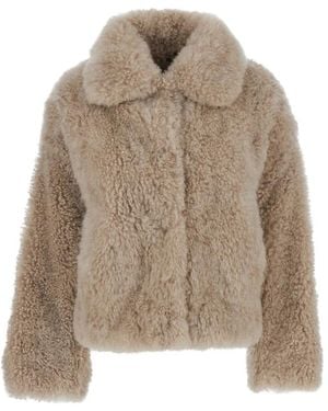 Yves Salomon Faux Fur & Shearling Jackets - Neutro