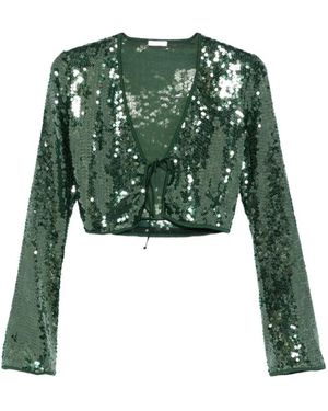 Oséree Overhemden ,Groen ,Polyester Marylin Sequin Tie Top