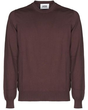 Alpha Studio Round-Neck Knitwear - Marrón