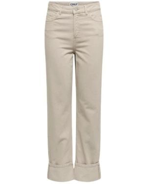 ONLY High-Waisted Straight Leg Jeans - Naturel