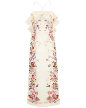 Zimmermann Patience Frill Midi Jurk - Meerkleurig