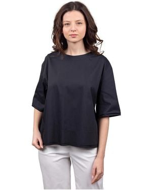 Gran Sasso Overhemden ,Zwart ,Linnen Blouse - Blauw