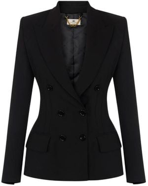 Elisabetta Franchi Jassen ,Zwart ,Polyester Hourglass Double-Breasted Blazer