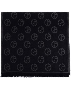 Giorgio Armani Wollschal Mit Monogramm - Schwarz