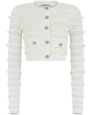 Self-Portrait Pointelle-Gebreid Vest - Wit