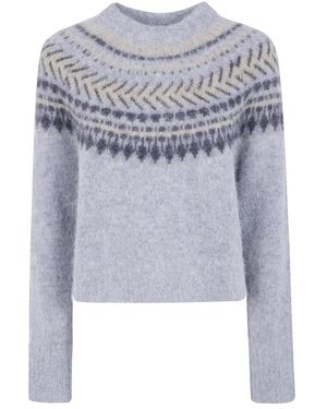 Barbour Truien & Vesten ,Grijs ,Wol Annette Fair Isle Trui Met Ronde Hals - Blauw