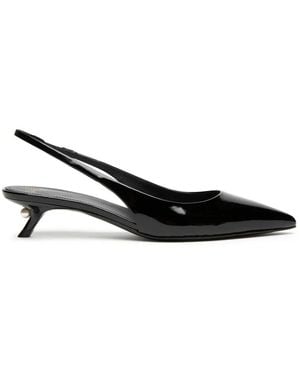 ALEVI Schwarzer Lackleder Slingback Mit Perlen-Detail