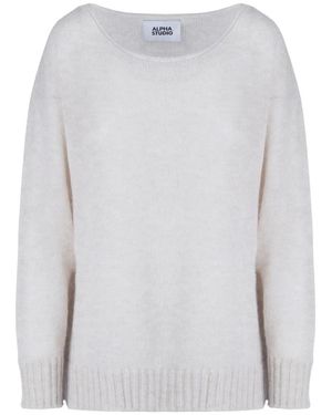 Alpha Studio Round-Neck Knitwear - Gris