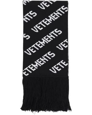 Vetements Logo Sjaal Met Franjes - Zwart