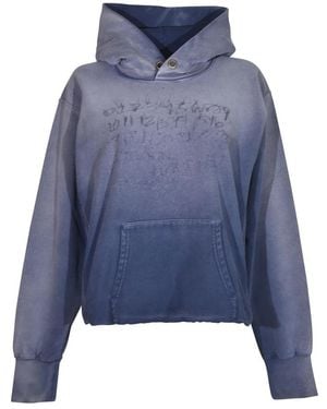 Maison Margiela Hoodies & Sweatvesten ,Blauw ,Katoen Hoodie Met Geborduurd Logo