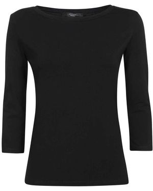 Weekend by Maxmara Katoen Elastaan Lange Mouw T-Shirt - Zwart