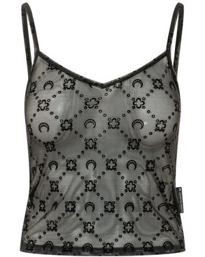 Marine Serre Tops ,Zwart ,Moonogram Straps Top - Grijs