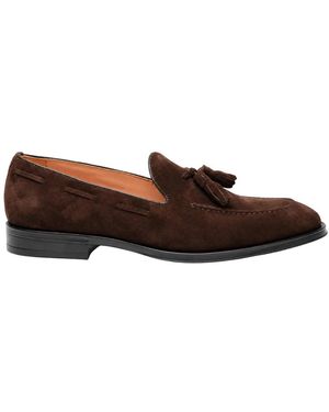 Testoni Braune Wildleder-Loafer Mit Quasten