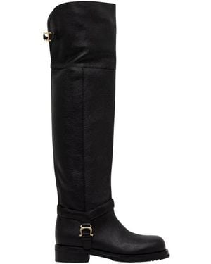 Pollini Schoenen ,Zwart ,Leer Hoge Laarzen