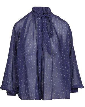 forte_forte Overhemden ,Blauw ,Katoen Bohemian Blouse