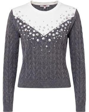 Liu Jo Truien & Vesten ,Grijs ,Polyester Maglia Chiusa Tf 6187 Ma 25S - Blauw