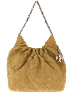 Tory Burch Tassen ,Suède Mini Fleming Schoudertas - Metallic