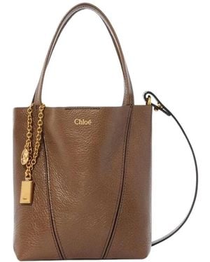 Chloé Tassen ,Bruin ,Leer Spin Small Tote