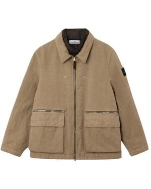 Stone Island Jassen ,Katoen Field Jacket - Bruin