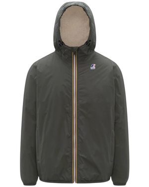 K-Way Jassen ,Groen ,Leer Le Vrai 4.0 Claude Jacket