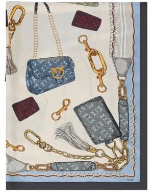 Pinko Accessoires ,Veelkleurig ,Limbo Foulard - Blauw