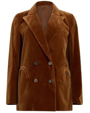 Blazé Milano Jassen ,Bruin ,Katoen Fluwelen Blazer Met Dubbele Rij Knopen