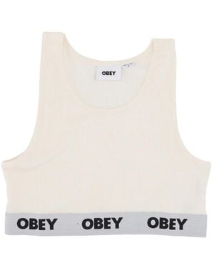 Obey Sleeveless Tops - White
