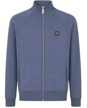 Philipp Plein Hoodies & Sweatvesten ,Blauw ,Katoen Sweatvest Racing