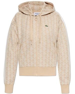 Lacoste Hoodies & Sweatvesten ,Katoen Monogram Hoodie - Naturel