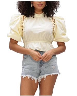 Harper & Yve Overhemden ,Geel ,Linnen Tops & T-Shirts Jacey-Ss 400 - Wit
