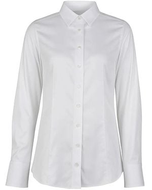 Loro Piana Weiße Baumwoll-Damenbluse Mit Kragen