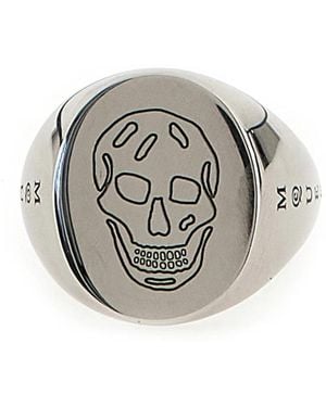 McQueen Skull Signet Ring - Mettallic