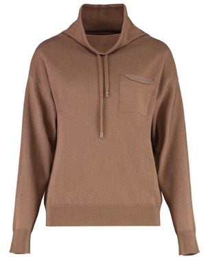 Peserico Turtleneck Pullover Met Voorzak - Bruin