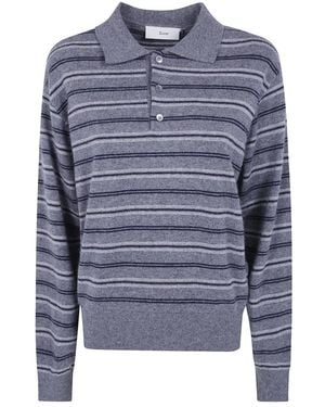 DUNST Gestreepte Trui Met Kraag - Blauw
