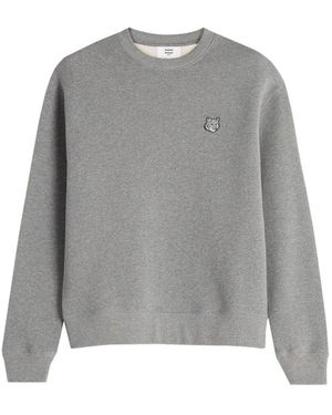 Maison Kitsuné Ikone Grauer Pullover Mit Rippdetails