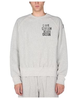 Engineered Garments Hoodies & Sweatvesten ,Grijs ,Katoen Crew Neck Raglan Printed Sweatshirt
