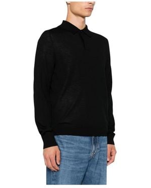 Paul Smith Truien & Vesten ,Zwart ,Wol Long Sleeve Polo Shirt