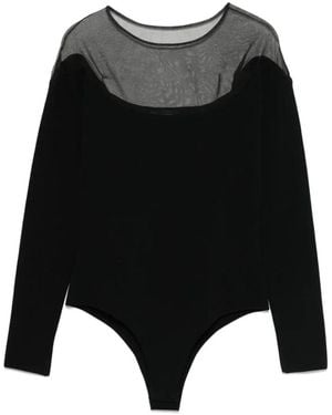 Mugler Tops ,Zwart ,Polyester Stijlvolle Bodysuit Met Lange Mouwen