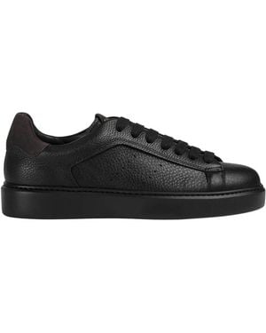 Doucal's Runder Leder-Sneaker - Schwarz