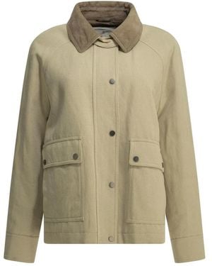 Brunello Cucinelli Jassen ,Katoen Katoenen Veldjas Met Corduroy Kraag - Groen