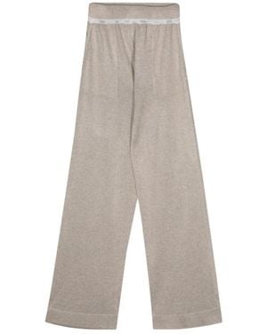 Lorena Antoniazzi Taupe Gestrickte Straight-Leg Hose - Grau