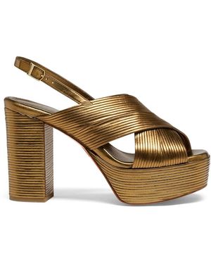 Santoni Ledersandalen Mit Hohem Absatz - Mettallic