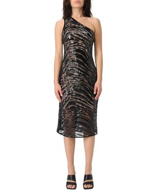 Just Cavalli Stijlvolle One-Shoulder Sequined Midi Jurk - Zwart