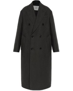 Ami Paris Double-Breasted Coats - Black